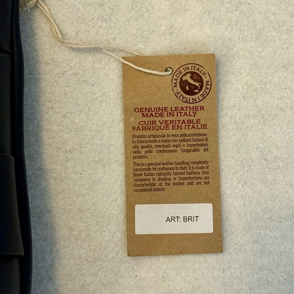 Anna Paola Leather Basketweave Zip Top Brit Shoulder Bag Made in Italy Navy Blue - Picture 10 of 10